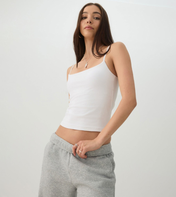 Solid Square Neck Sleeveless Top