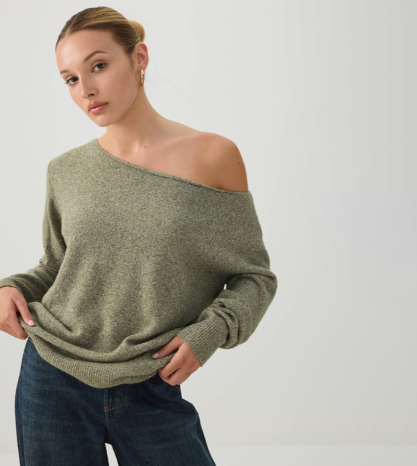Knitted Off Shoulder Sweater Top