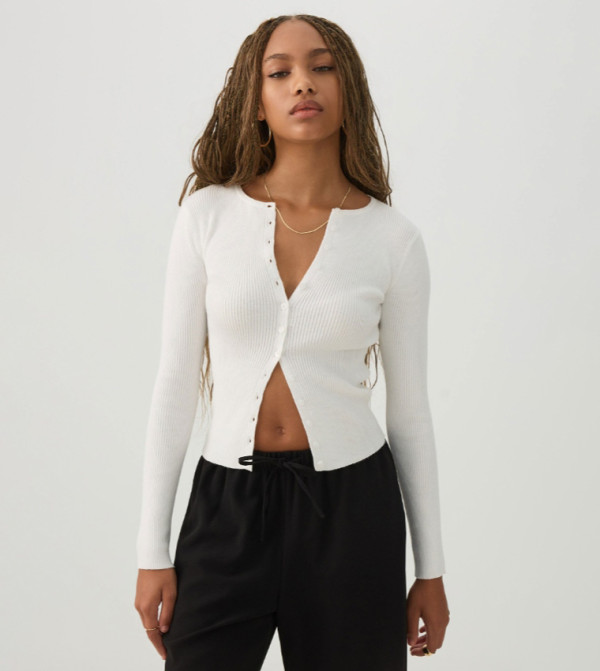 Ribbed Slim Fit Cardigan