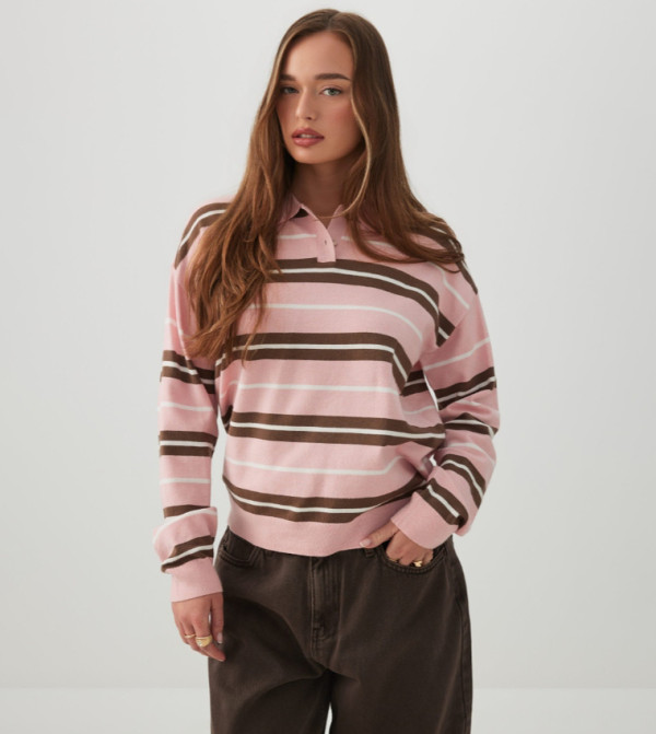 Striped Collared Sweater