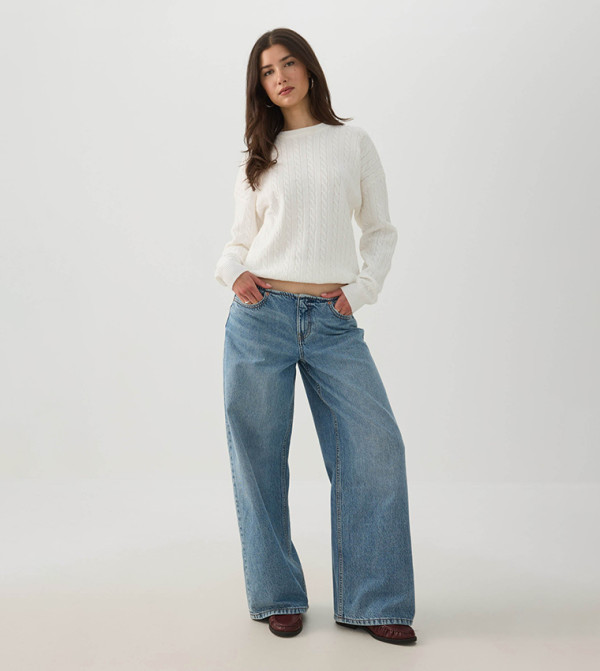 Cable Knit Crew Neck Sweater