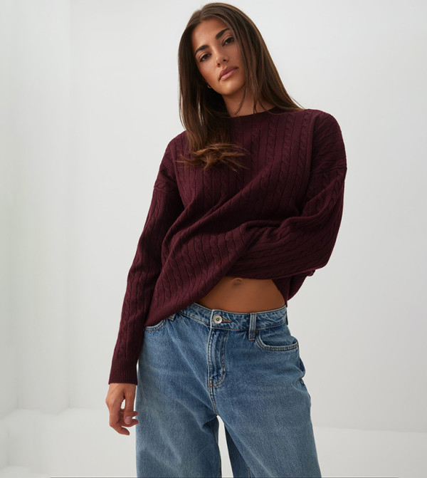 Cable Knit Crew Neck Sweater