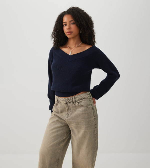 Ribbed V-Neck Sweater