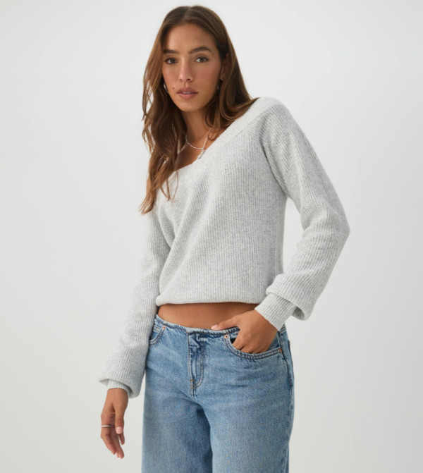 Ribbed V-Neck Sweater