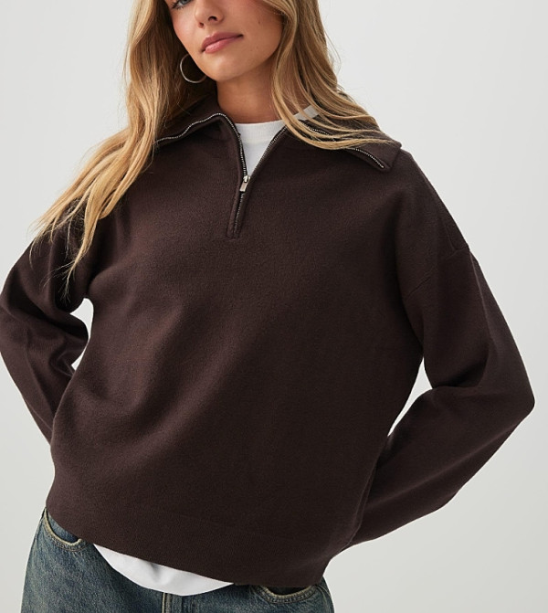 Solid High Neck Oversized Sweater