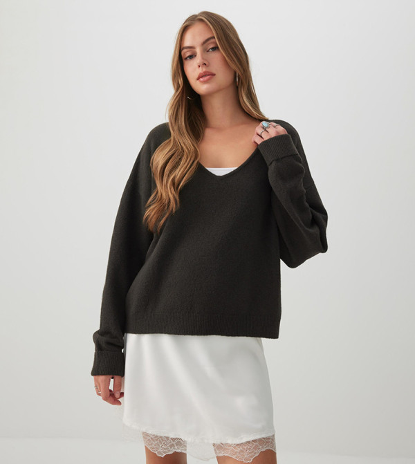V-Neck Knit Sweater