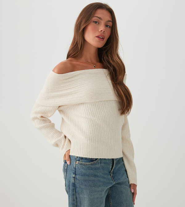 Oversized Rib Foldover Sweater