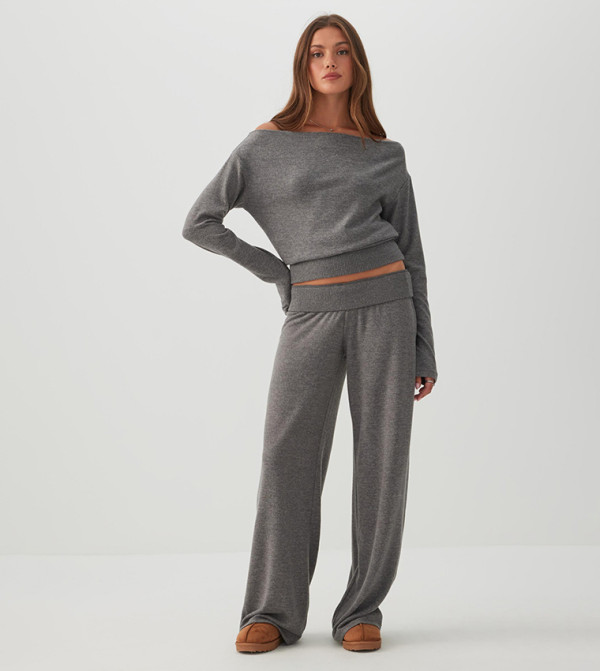 Brushed Knit Straight Leg Pants