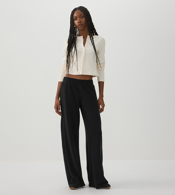 Neoprene-Like Wide Leg Pants