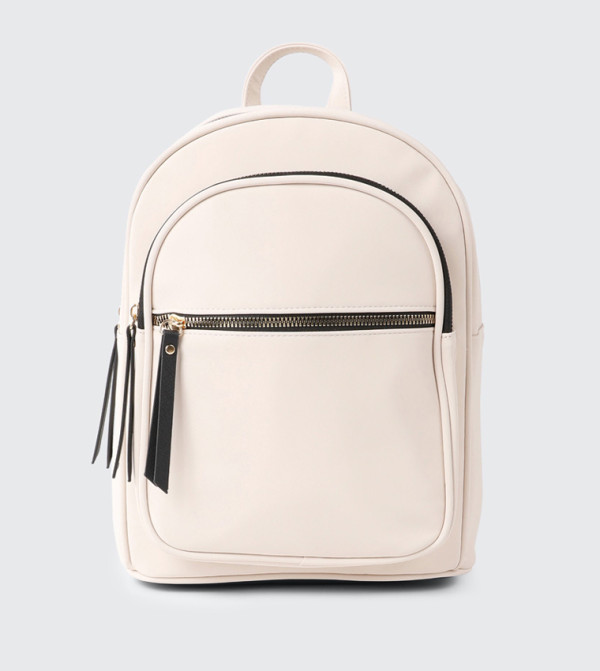 Solid Zippered Rubberized Backpack