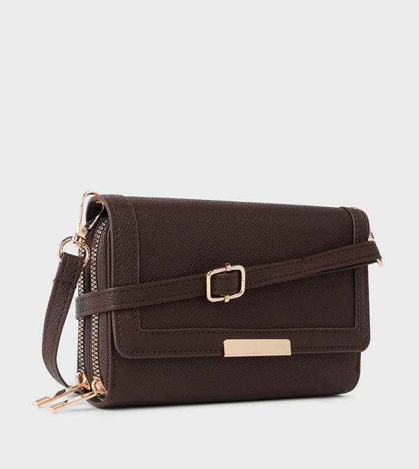 Textured Flap Wallet with Sling