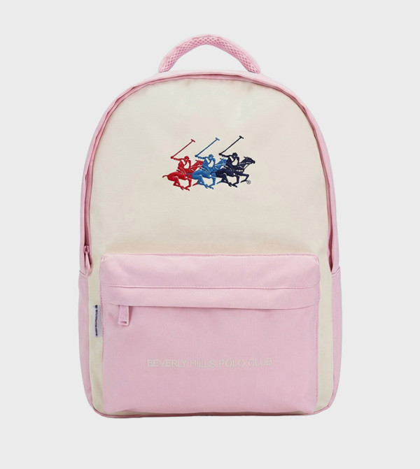 Logo Embroidered Zippered Backpack