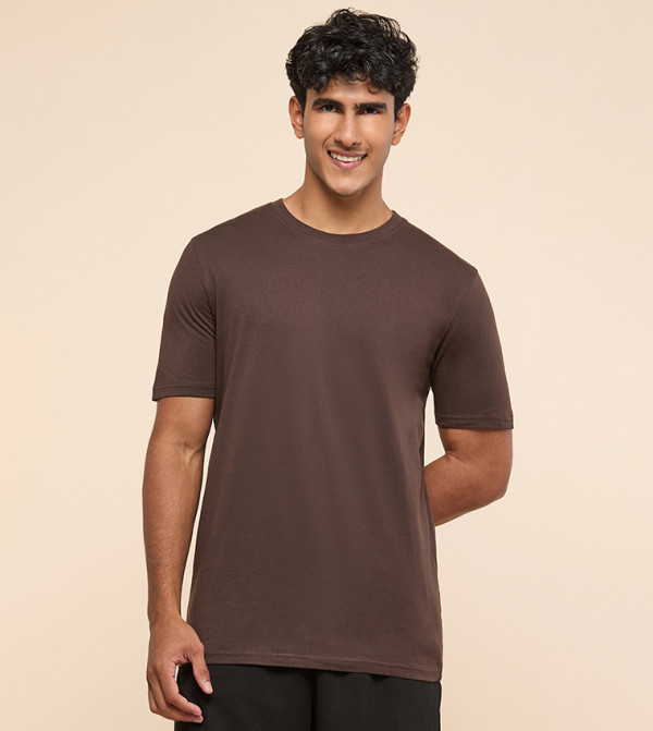 Solid T-Shirt with Crew Neck and Short Sleeves