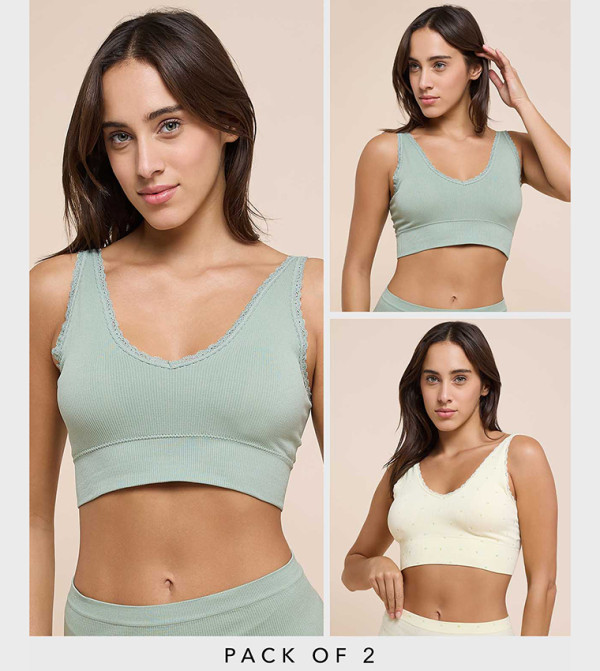 2 Pack Ribbed Sports Bra