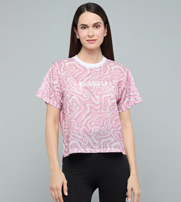 Patterned T-Shirt with Crew Neck and Short Sleeves