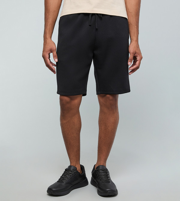 Textured Shorts with Drawstring Waist