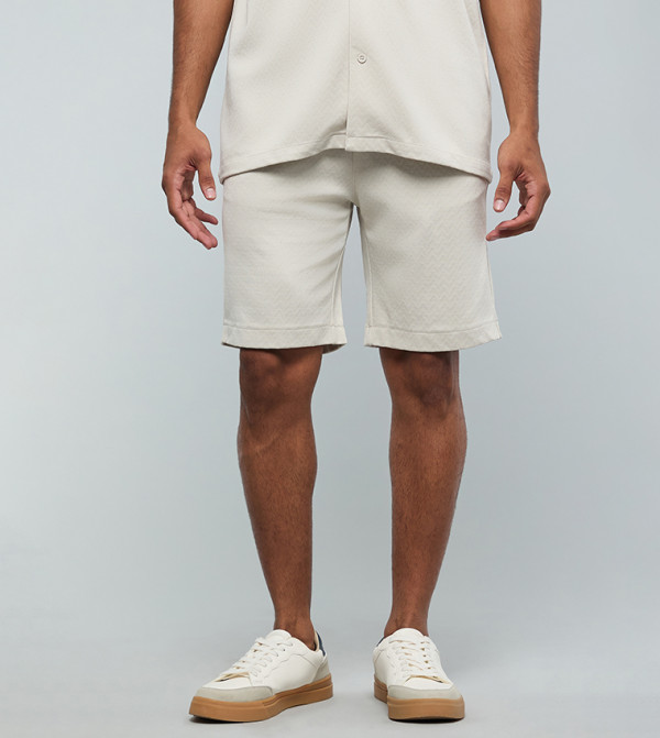 Self Patterned Shorts with Drawstring Waist