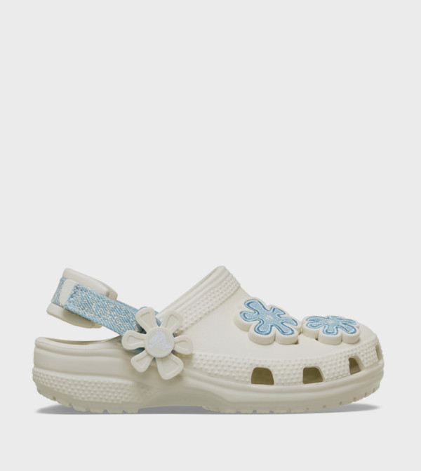 Toddlers' Crocs Classic Denim Flower Adjustable Backstrap Clog