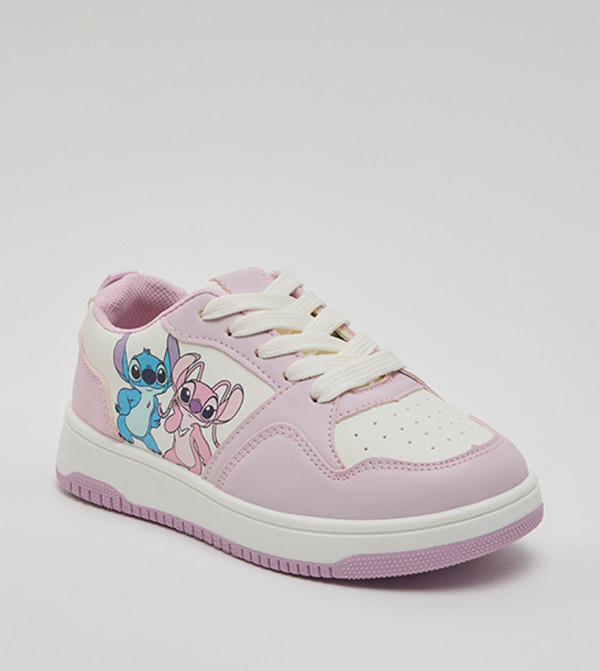 Stitch Print Lace Up Sneakers