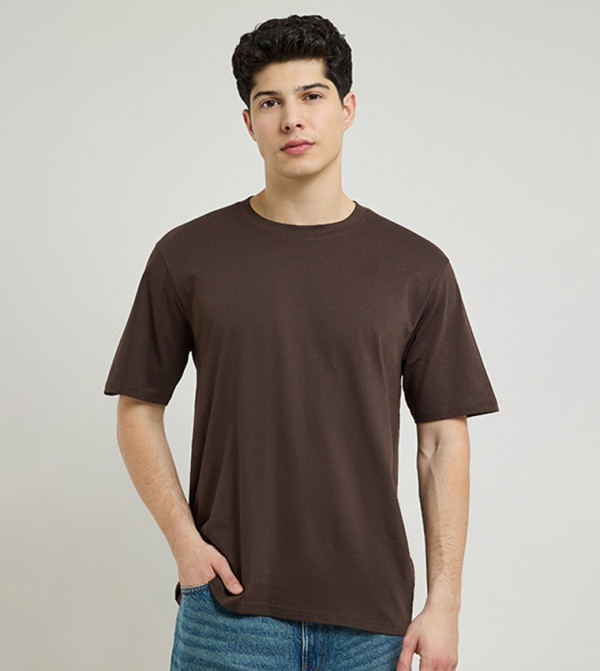 Solid T-Shirt with Crew Neck and Short Sleeves