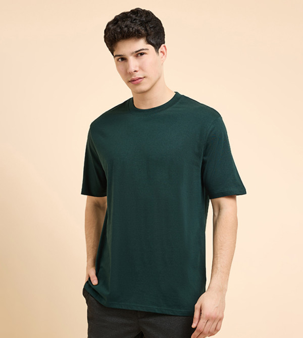 Solid T-Shirt with Crew Neck and Short Sleeves