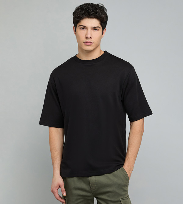 Solid T-Shirt with Crew Neck and Short Sleeves