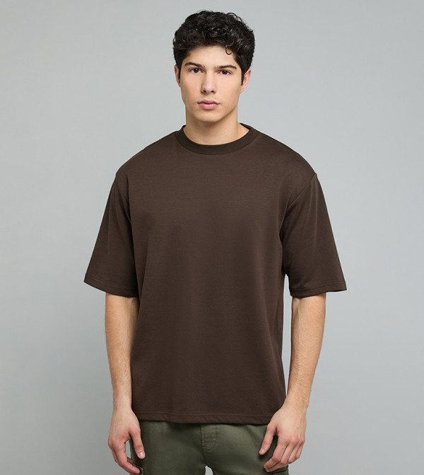 Solid T-Shirt with Crew Neck and Short Sleeves