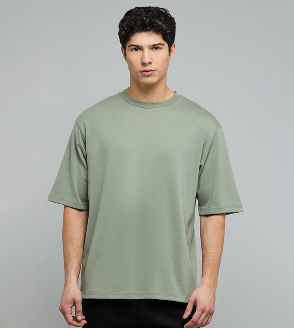 Solid T-Shirt with Crew Neck and Short Sleeves