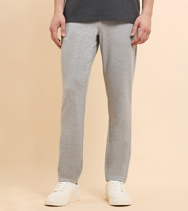 Textured Knitted Slim Fit Pants with Button Closure