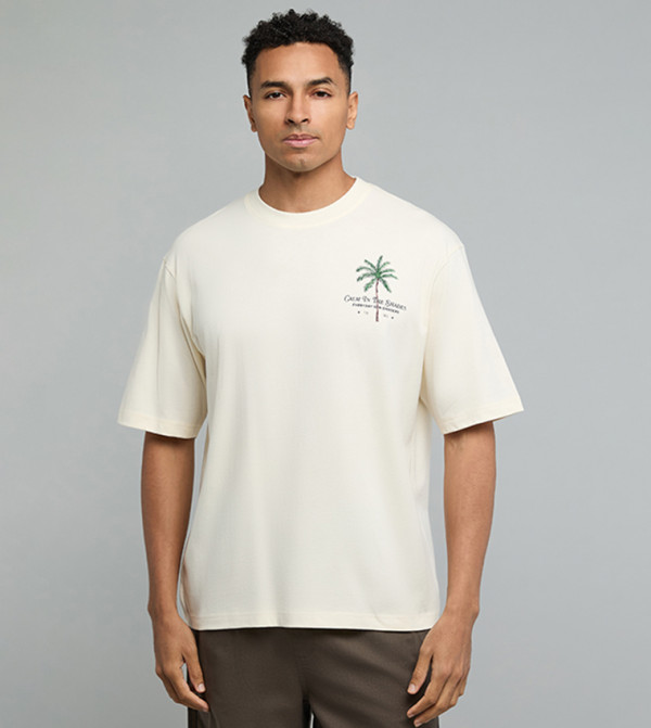 Printed T-Shirt with Crew Neck and Short Sleeves