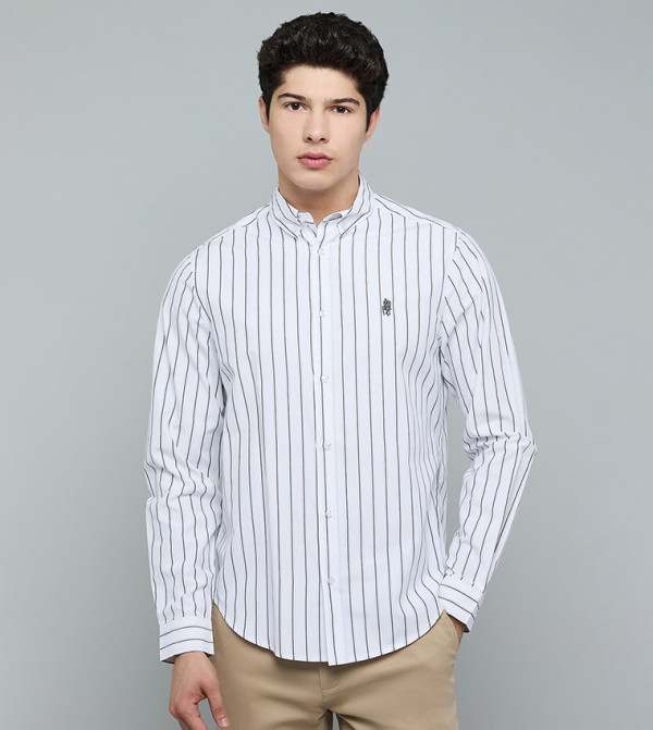 Striped Shirt with Button-Down Collar and Long Sleeves