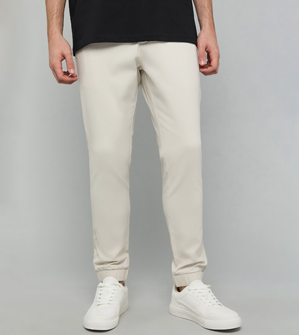 Solid Jogger Pants with Drawstring Waist