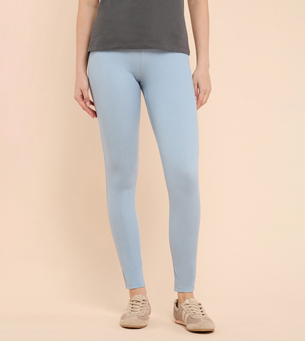 Solid Jeggings with Elastic Waist