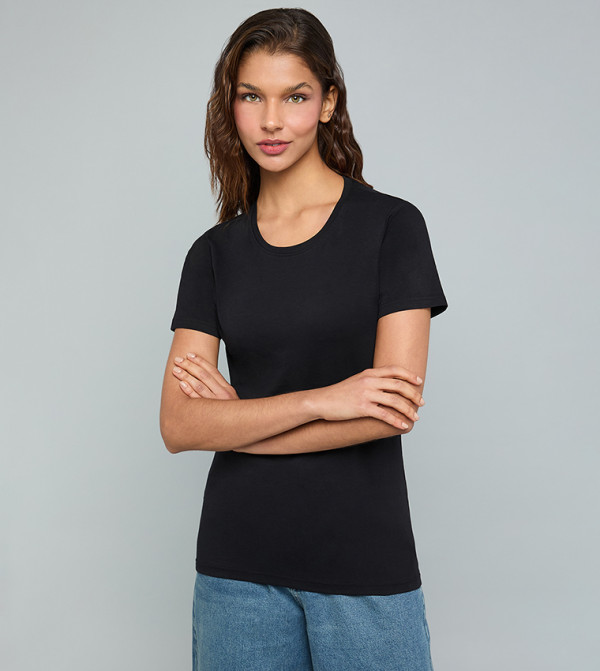 Solid T-Shirt With Crew Neck and Short Sleeves