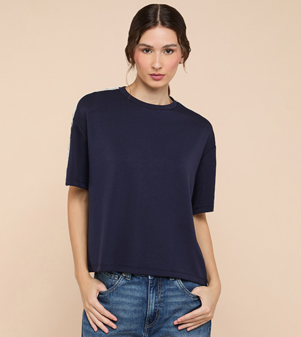 Solid T-Shirt with Crew Neck and Short Sleeves