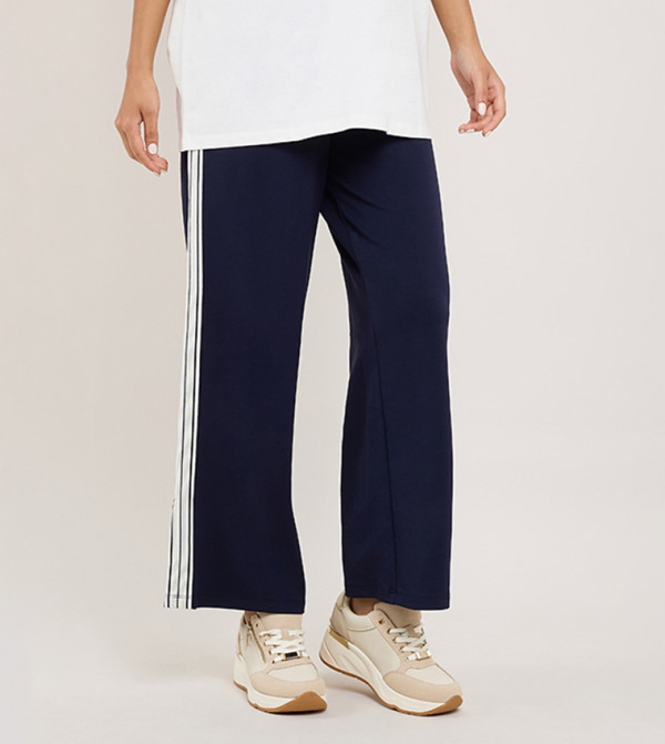 Stripe Detail Knit Pants with Drawstring Waist