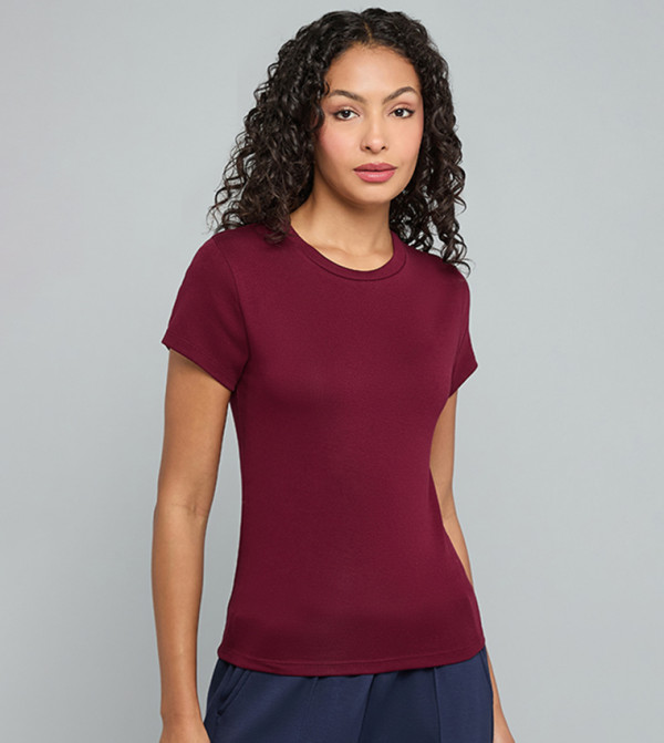 Solid T-Shirt with Crew Neck and Short Sleeves