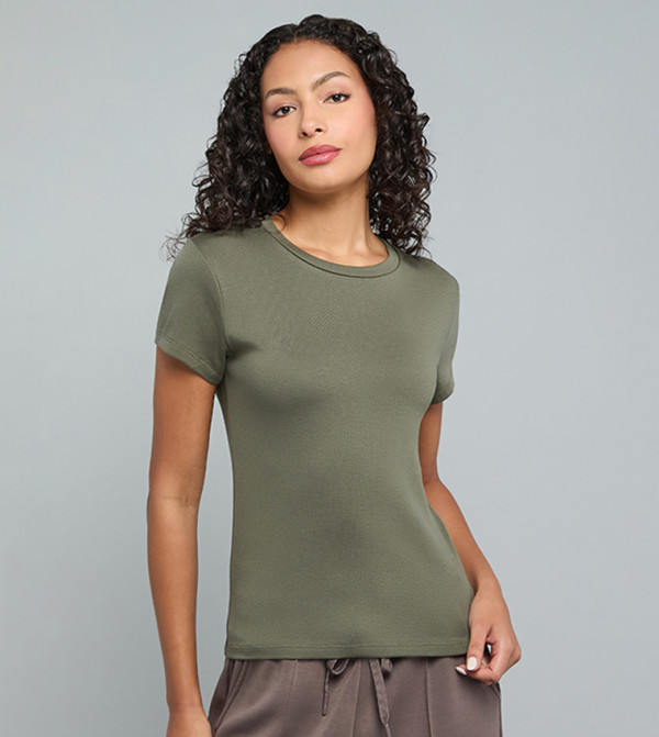 Solid T-Shirt with Crew Neck and Short Sleeves