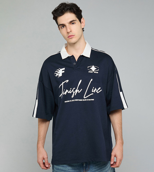 Printed Polo T-Shirt with Short Sleeves