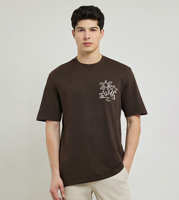 Embroidered T-Shirt with Crew Neck and Short Sleeves