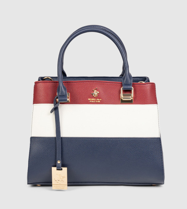 Colorblock Snap Button Satchel Bag