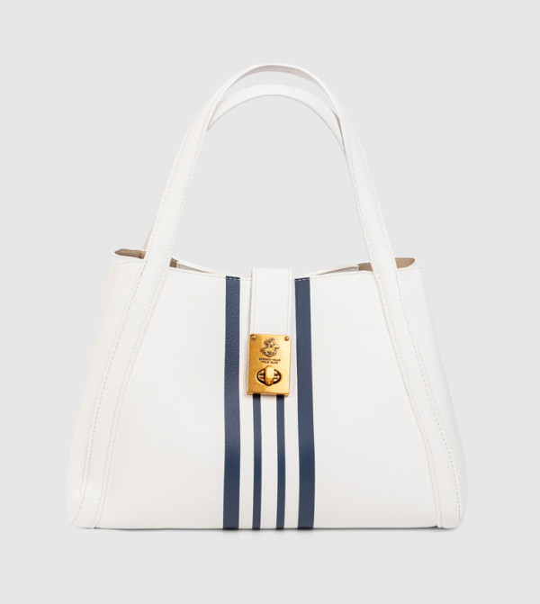 Textured Twist Lock Satchel Bag