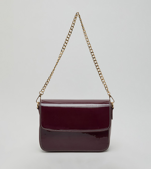 Glossy Flap Shoulder Bag