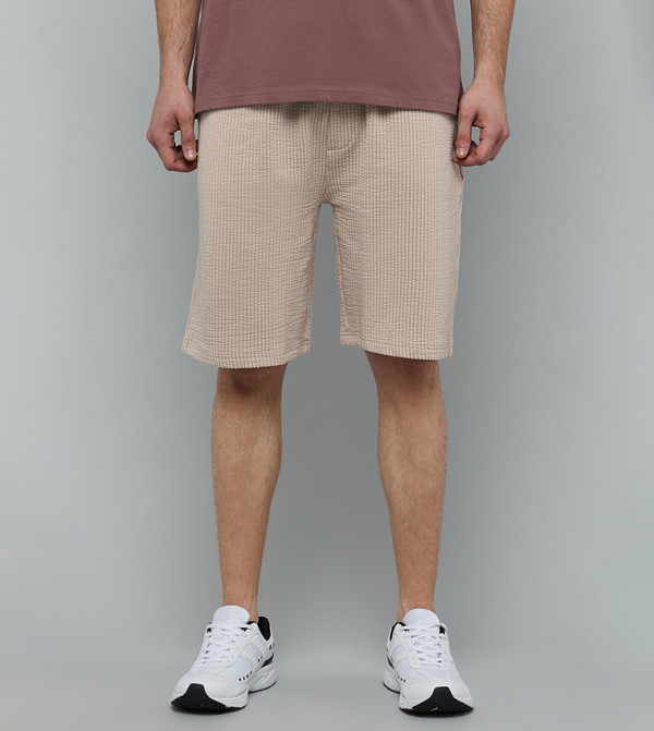Textured Shorts with Drawstring Waist