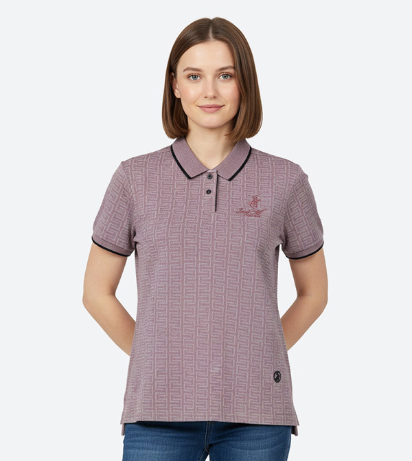 Patterned Short Sleeves Polo T-Shirt