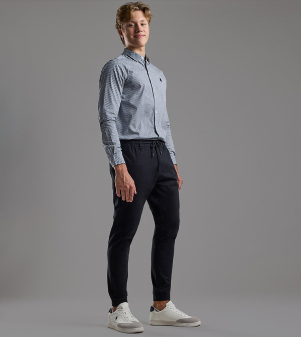 Solid Jogger Pants with Drawstring Waist