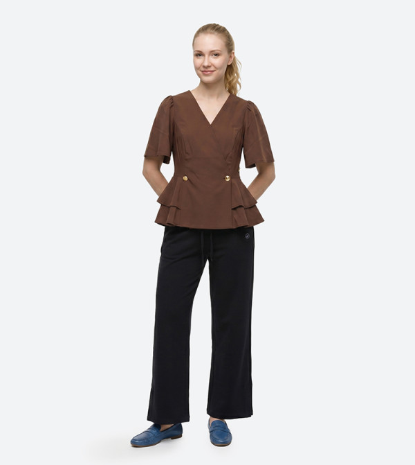 Drawstring Waist Wide Leg Pants