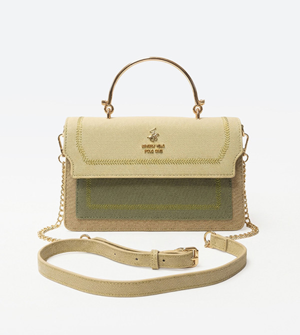 Chevron Stitch Detail Snap Button Top Handle Bag