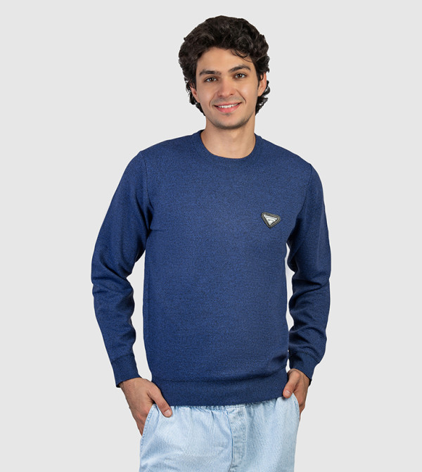 Logo Badge Crew Neck Sweater