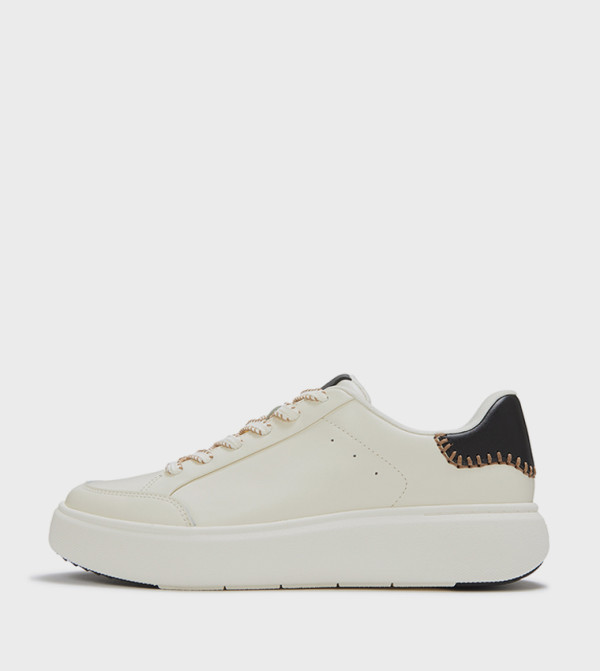 RTG Stitch Detail Leather Lace Up Sneakers